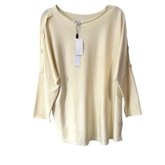 Melissa‎ Paige Knit Sweater Button Detail Dolman Sleeve Papyrus NWT Size Large - Picture 2 of 11
